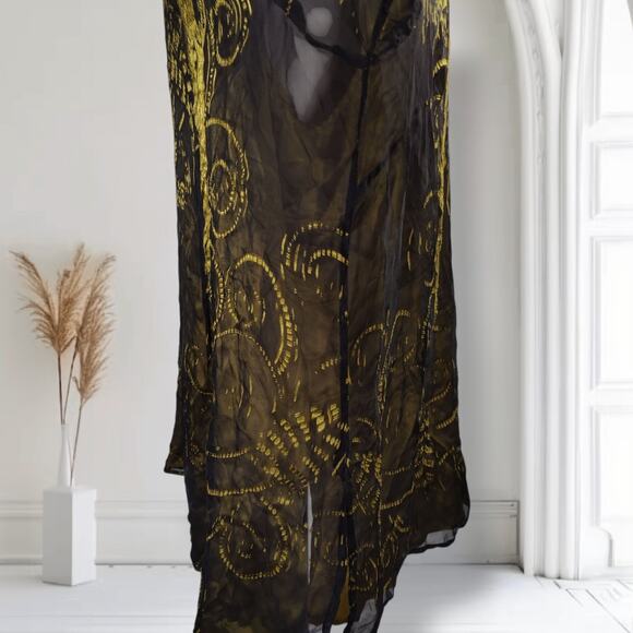 Citron Santa Monica Kimono Sleeve Top Size 4X Burnout Chiffon Phoenix Silk - Picture 6 of 16